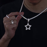 925 Sterling Silver Hollow Star Moissanite Pendant