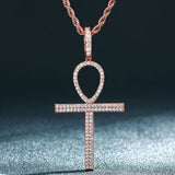 Round Cut Moissanite Ankh Cross Iced Out Pedant For Men's