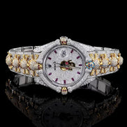 Dual Tone Bust Down Moissanite Luxury Skull Hip Hop Watch