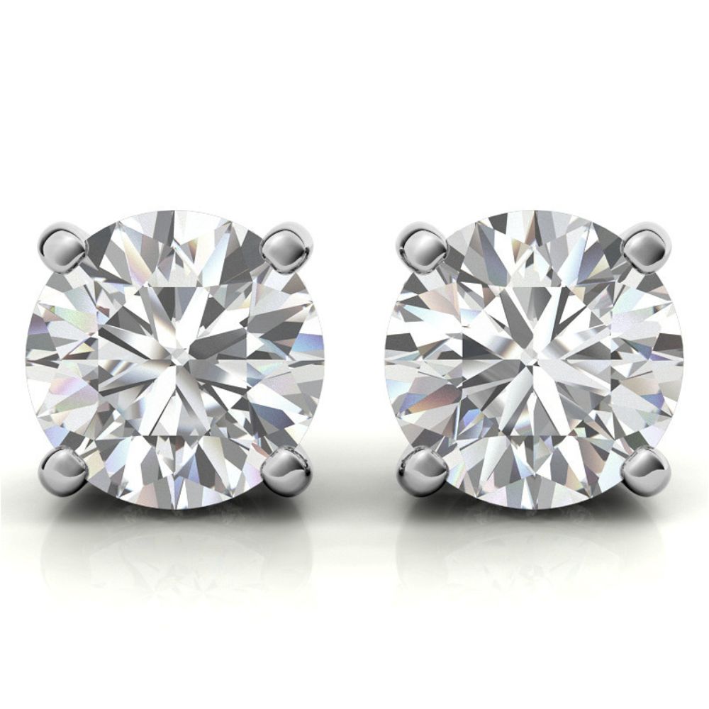 Hidden Halo Round Cut Moissanite Earrings For Her