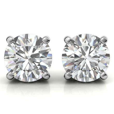 Hidden Halo Round Cut Moissanite Earrings For Her