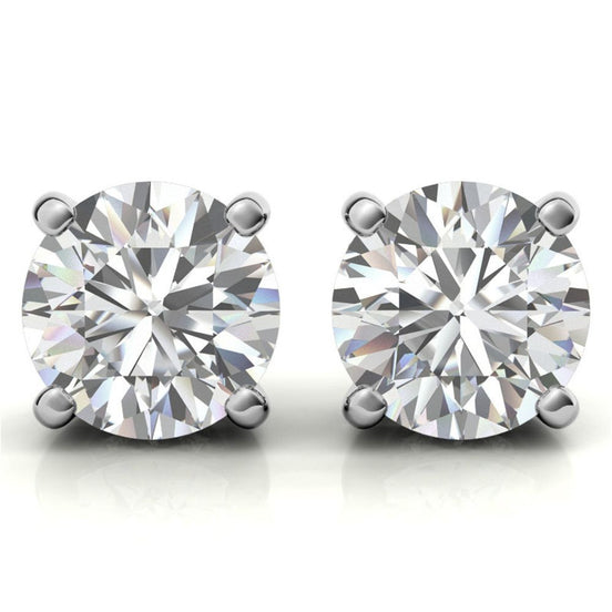 Hidden Halo Round Cut Moissanite Earrings For Her