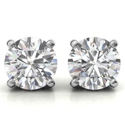 Hidden Halo Round Cut Moissanite Earrings For Her