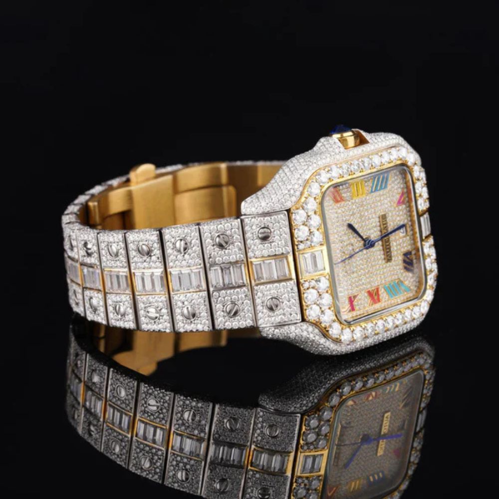 Rain Bow Roman Number Moissnaite Luxury Watch
