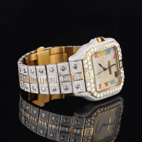 Rain Bow Roman Number Moissnaite Luxury Watch