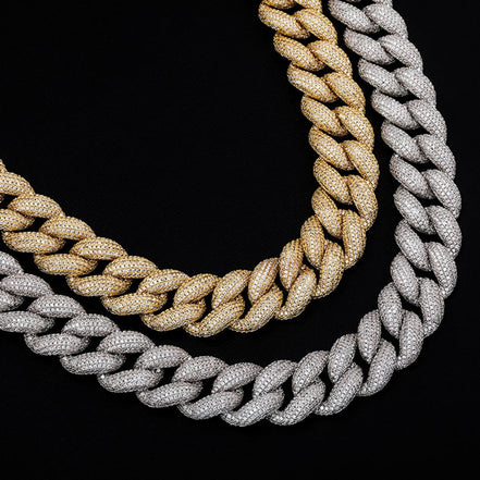 Row Link Moissanite Diamond Cuban Chain For Men's