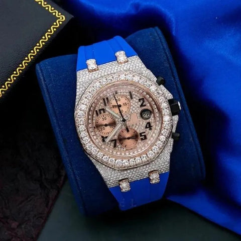 Men's Moissanite Diamond Chrono Dial Wrist Watch