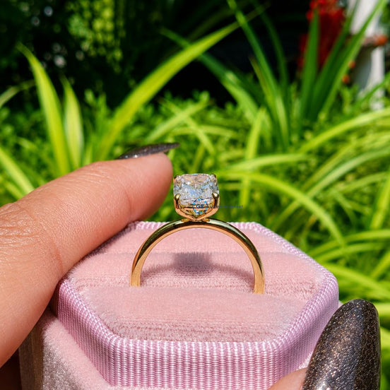 Elongated Cushion Cut Lab Grown Solitaire Ring