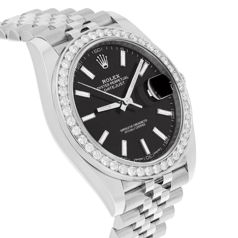 Black Color Dial Stainless Steel Moissanite Watch Gift For men's