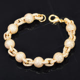 Iced Out Ball Rolo Link Moissanite Diamond Bracelet