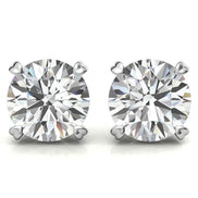 Heart Shaped Prong Round Moissanite Earrings
