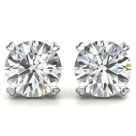 Heart Shaped Prong Round Moissanite Earrings