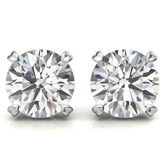 Heart Shaped Prong Round Moissanite Earrings
