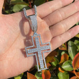 Moissanite Pendant Iced Out Hollow Cross Pendant For Men's