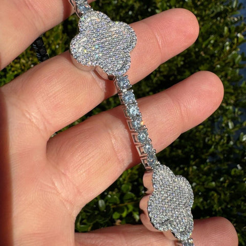 925 Sterling Silver Clover Tennis Bracelet