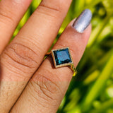 Green Princess Cut Solitaire Engagement Ring