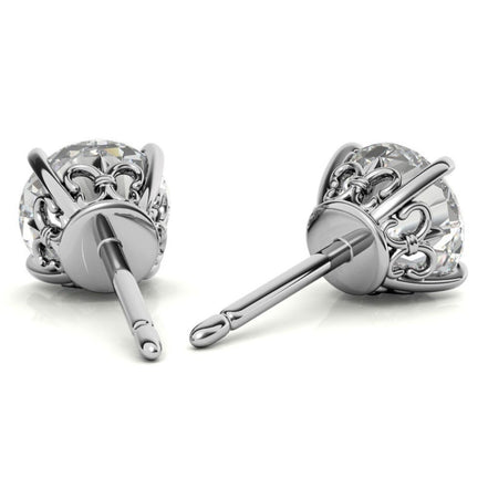 Moissanite Round cut Push Back Stud Earring