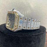 Skeleton Dual Tone Moissanite Hip Hop Watch For Men's
