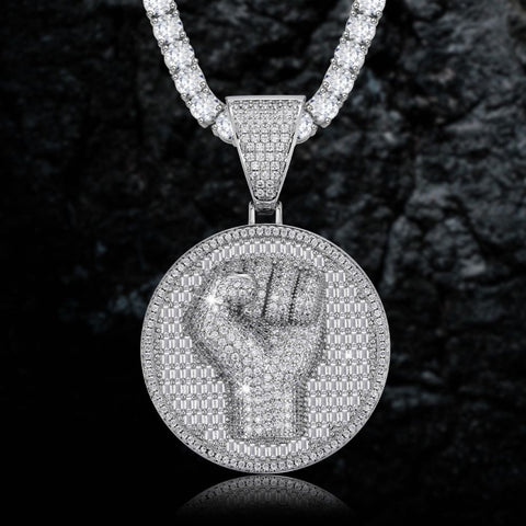 Colorless Moissanite Silver Pendant For Him
