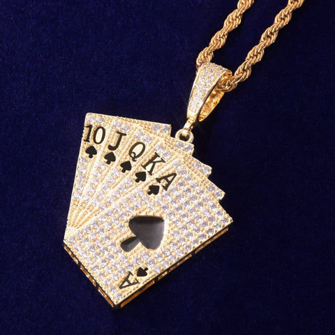 Poker Card Moissanite Diamond Men's Hip Hop Pendant