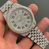 Datejust Roman Dial Fully Iced Out Moissanite Watch