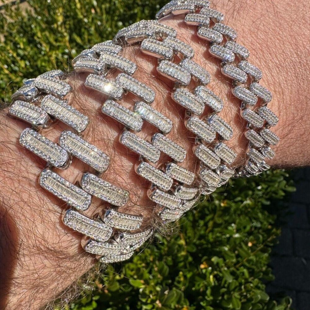 925 Sterling Silver Baguette Moissanite Bracelet