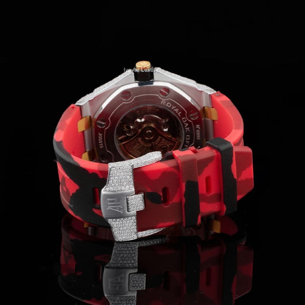 Elegant Stylish Moissanite Rubber Strap Watch