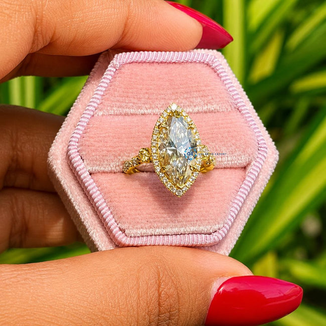 3 Carat Fancy Color Marquise Lab Grown Diamond Ring