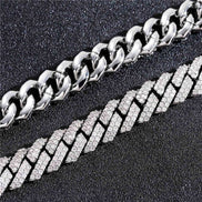 Lab Created Moissanite Diamond Silver Cuban Bracelet