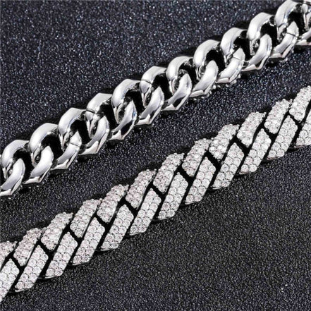 Lab Created Moissanite Diamond Silver Cuban Bracelet
