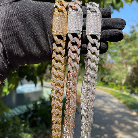 Hip Hop Iced Out Moissanite Miami Figaro Cuban Chain