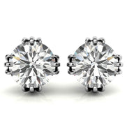 Round Cut Triple Prong Moissanite Small Earrings
