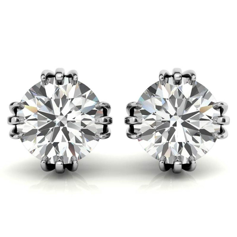 Round Cut Triple Prong Moissanite Small Earrings