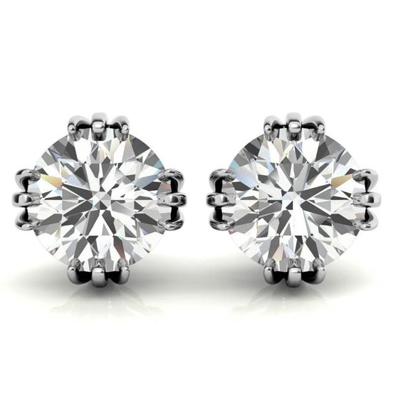 Round Cut Triple Prong Moissanite Small Earrings
