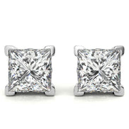 Claw Prong Princess Cut Moissanite Solitaire Stud Earrings