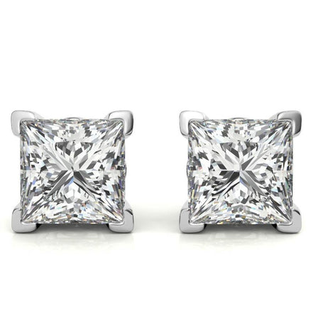 Claw Prong Princess Cut Moissanite Solitaire Stud Earrings