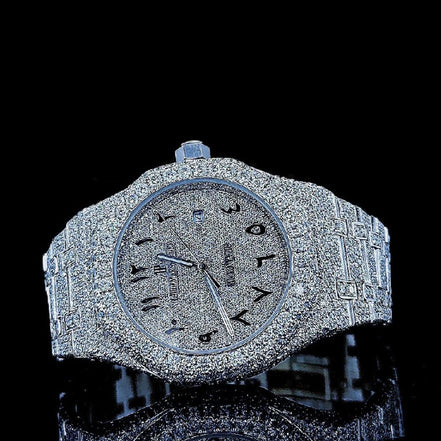 Stainless Steel Moissanite Iced Out Wrist Watch