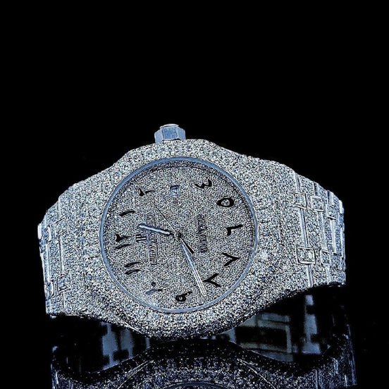 Stainless Steel Moissanite Iced Out Wrist Watch