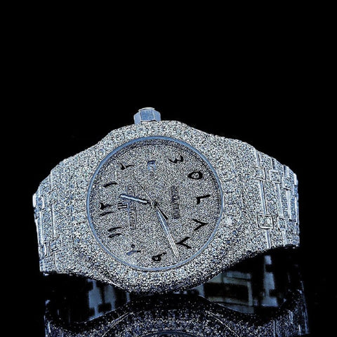 Stainless Steel Moissanite Iced Out Wrist Watch