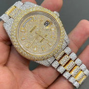 Dual Tone Moissanite Luxury Hip Hop Watch For Men