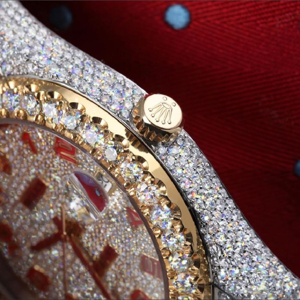 Moissanite Diamond Automatic Date Just Wrist Watch