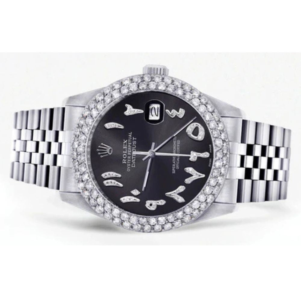 Moissanite Black Color Arabic Hip Hop Watch