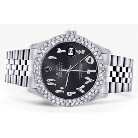 Moissanite Black Color Arabic Hip Hop Watch