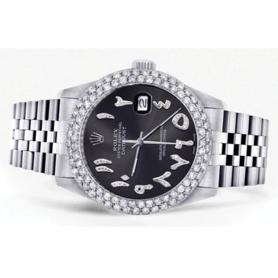 Moissanite Black Color Arabic Hip Hop Watch