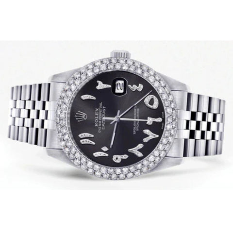 Moissanite Black Color Arabic Hip Hop Watch