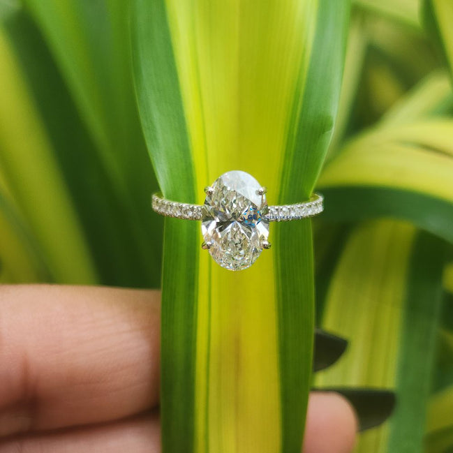 Hidden Halo Oval Cut Engagement Ring For Women