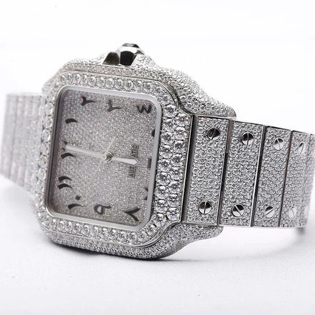 Arabic Dial Moissanite Automatic Full White Wrist Watch