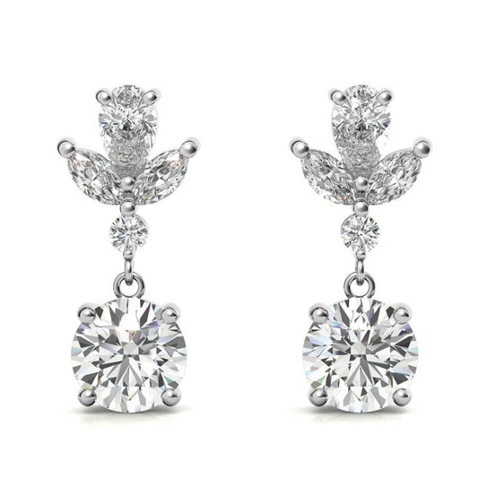 Flower Inspired Moissanite Drop Dangle Earrings