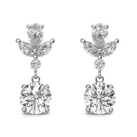 Flower Inspired Moissanite Drop Dangle Earrings