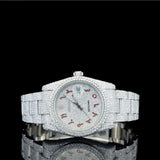 Red Color Arabic Numeric Iced Out Watch
